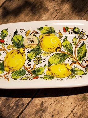 Nova Deruta Ceramic Tray Lemons & Floral Design ITALY Appetizer Plate Lemon 10"